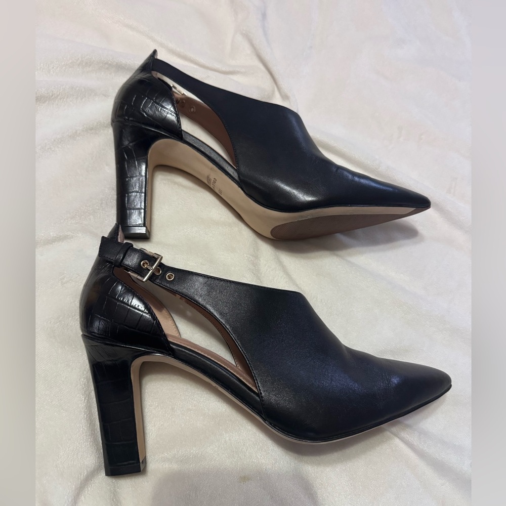 Cole Haan VIERA POINTED TOE PUMP IN BLACK PRINCESS/ FIRENZE CROC Size 10B Leathe - Picture 8 of 12